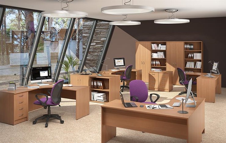 Офисный набор мебели IMAGO три стола, 2 шкафа, стеллаж, тумба в Ульяновске - изображение 2